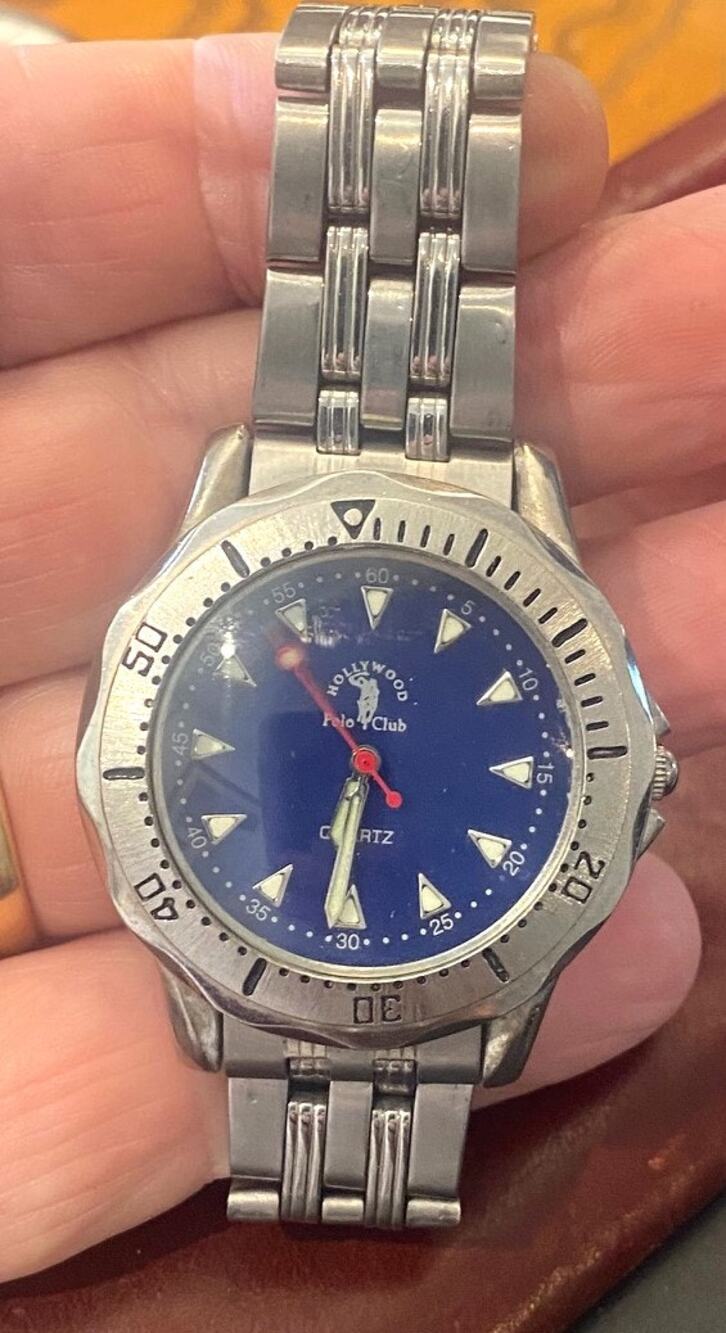 Men's 40mm Silver Tone Hollywood Polo Country Club Watch